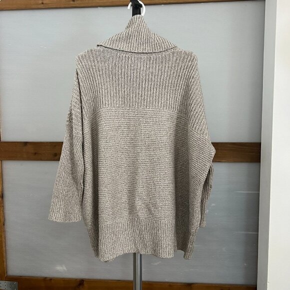 Part Two Tocca Wool Blend White Brown Oversize Long Pullover Knit Sweater Sz S - Picture 8 of 14